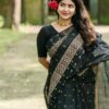 Half Silk Black Saree - Image 4