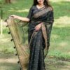 Half Silk Black Saree - Image 3