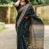 Half Silk Black Saree - Image 2